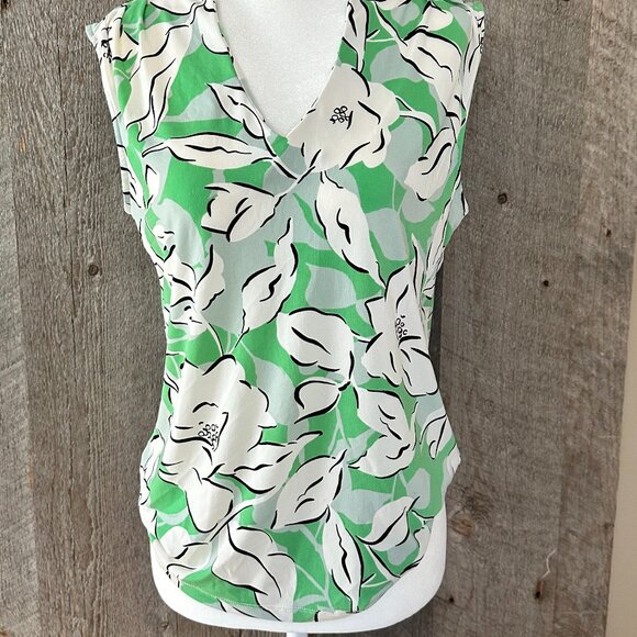 Ann Taylor Green White Floral Tank Top - Picture 3 of 8
